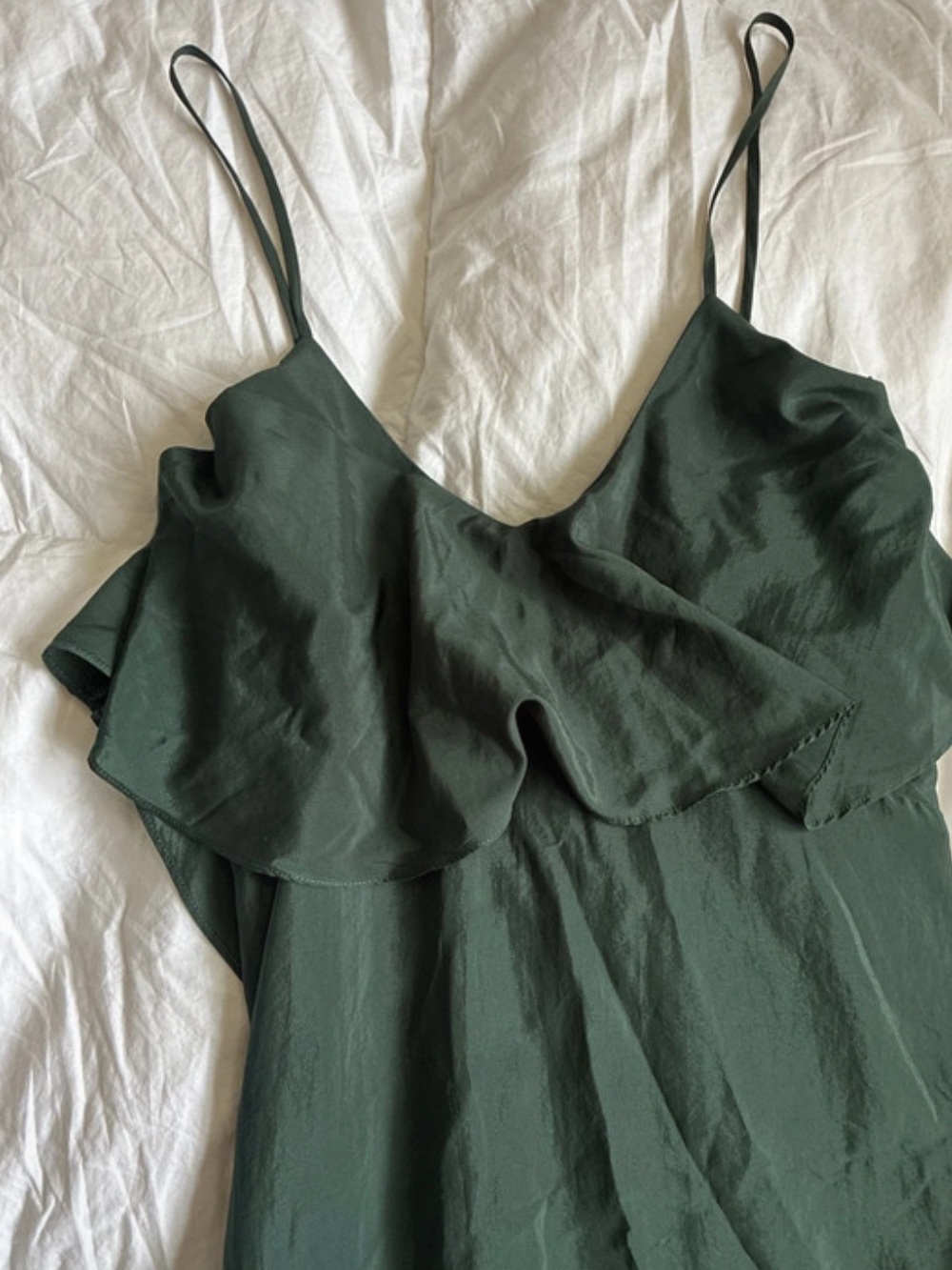 BCBGeneration Dark Green Ruffle Maxi Dress